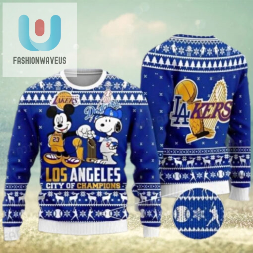 La Lakers And Dodgers City Of Champions Ugly Sweater 