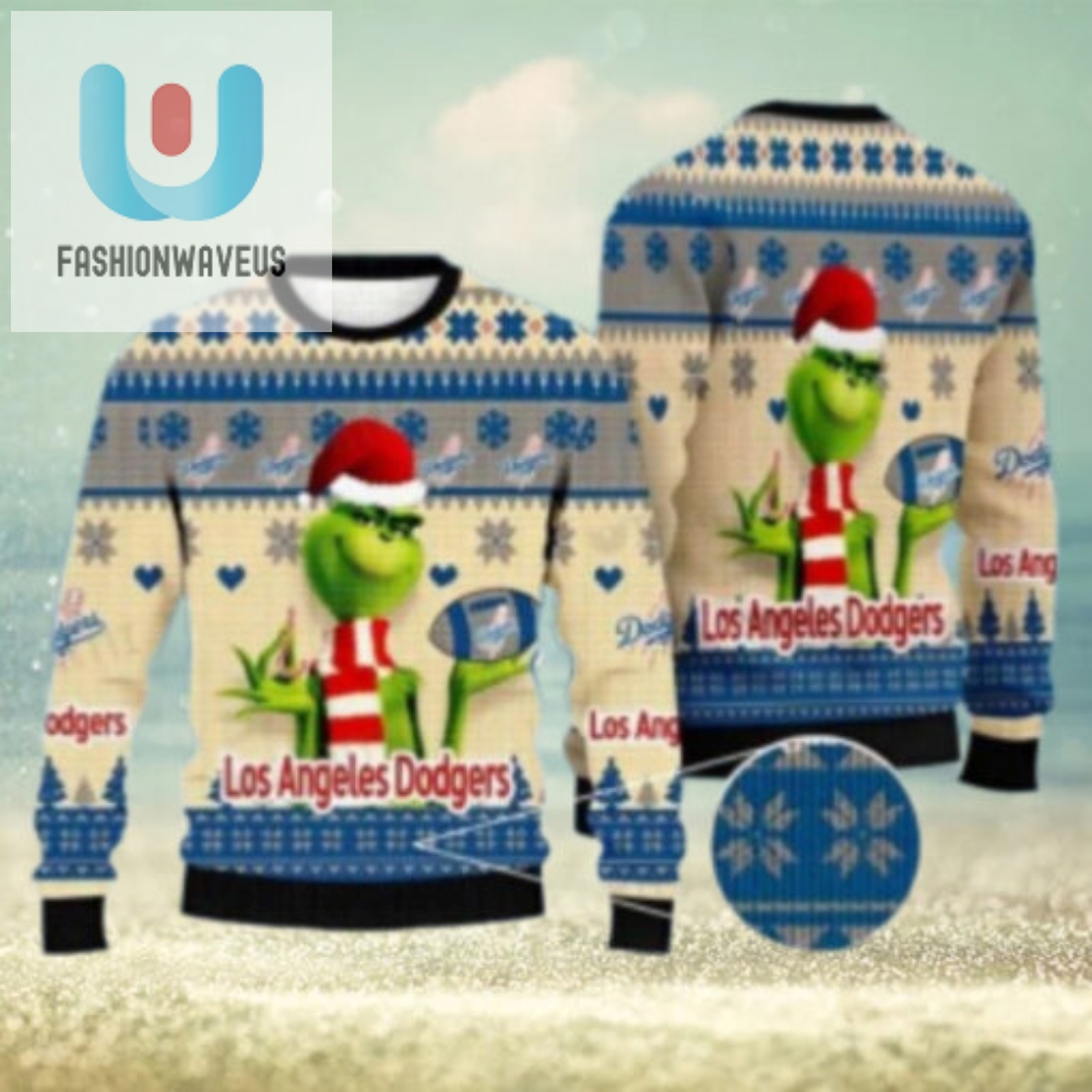 Grinch Themed Los Angeles Dodgers Ugly Xmas Sweater 