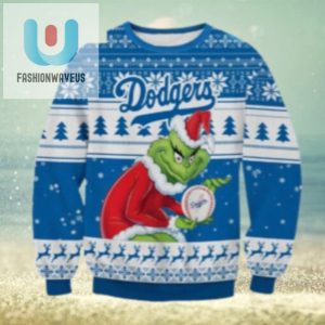 Grinch Santa Holding Dodgers Baseball Ugly Sweater fashionwaveus 1 1