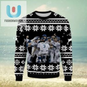 Dodgers Team Celebration Black Snowflake Ugly Sweater fashionwaveus 1 1