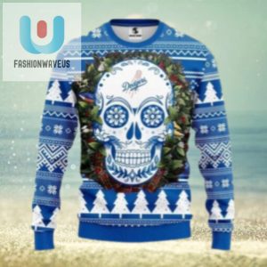 Dodgers Day Of The Dead Skull Ugly Christmas Sweater fashionwaveus 1 1