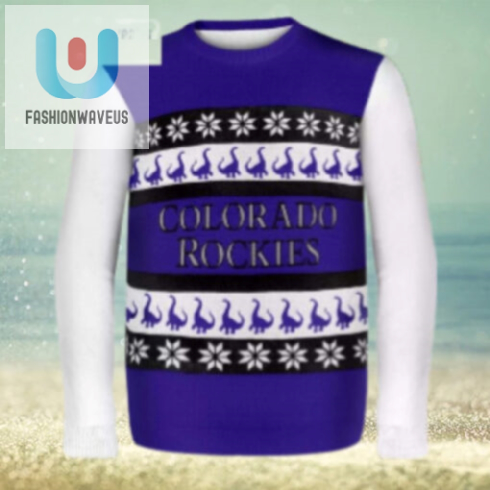 Dinosaur Pattern Colorado Rockies Ugly Christmas Sweater 