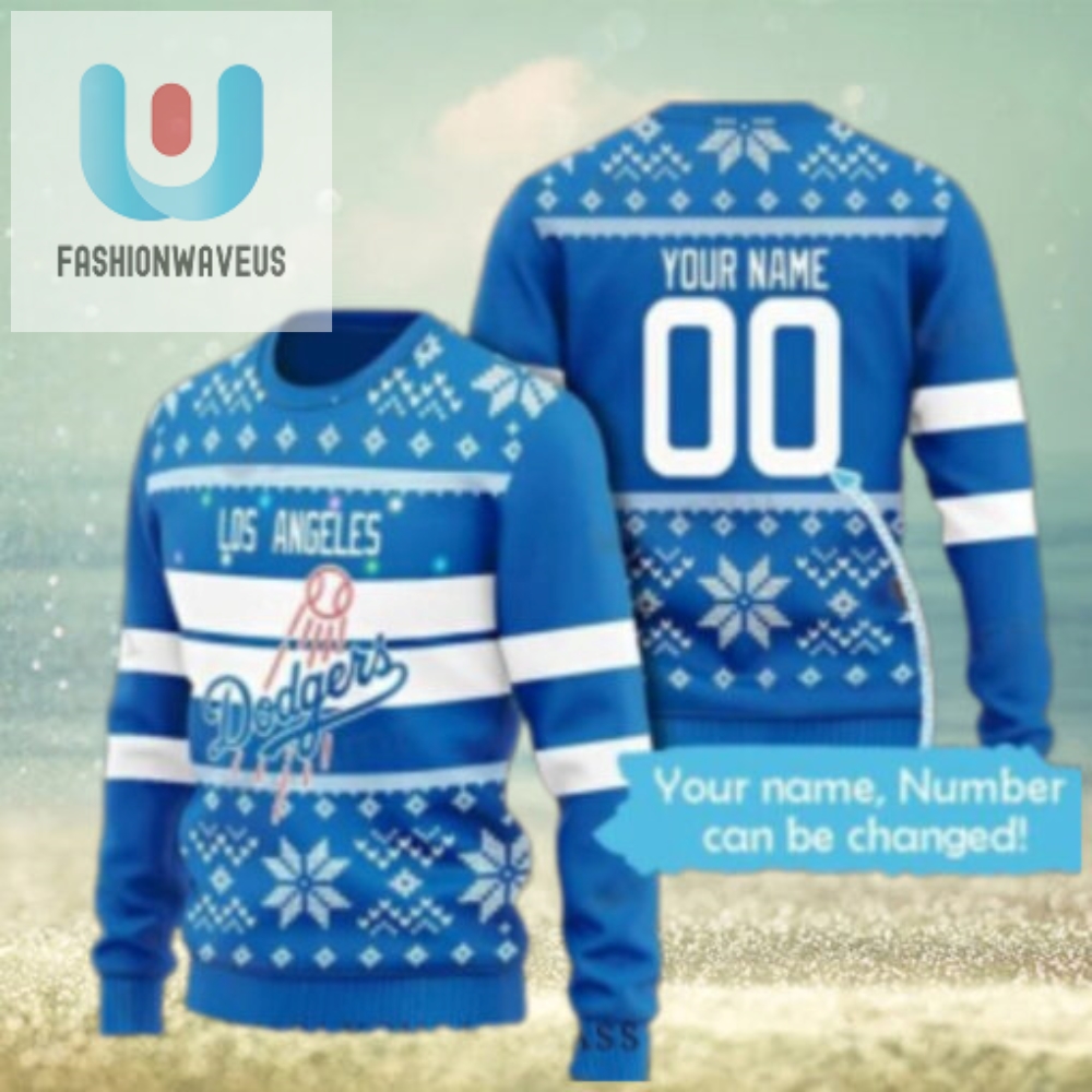 Customizable Name Dodgers Blue Christmas Sweater 