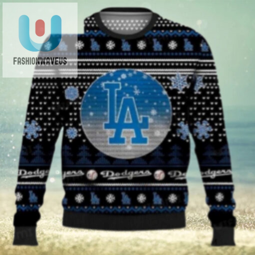 Black And Blue La Dodgers Ugly Christmas Sweater With Snowflakes 