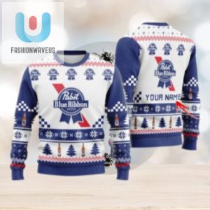 Personalized Pabst Blue Ribbon Classic Ugly Christmas Sweater fashionwaveus 1 1