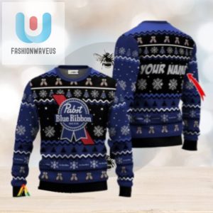 Personalized Pabst Blue Ribbon Holiday Cheer Ugly Sweater fashionwaveus 1 1