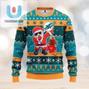 Miami Dolphins Dabbing Santa Claus Ugly Christmas Sweater fashionwaveus 1 1