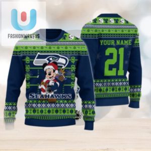 Seattle Seahawks Mickey Mouse Santa Ugly Christmas Sweater fashionwaveus 1 1