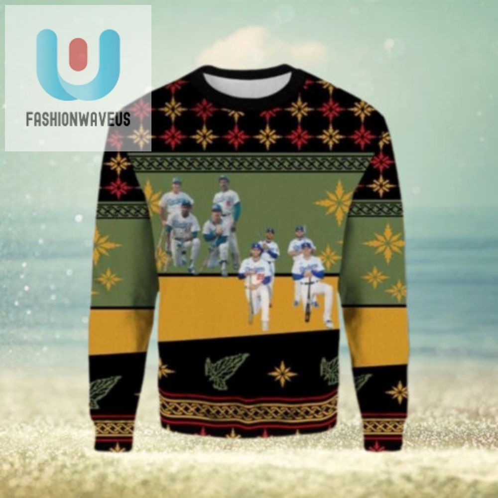 Mlb La Dodgers Team Lineup Green And Gold Ugly Christmas Sweater 