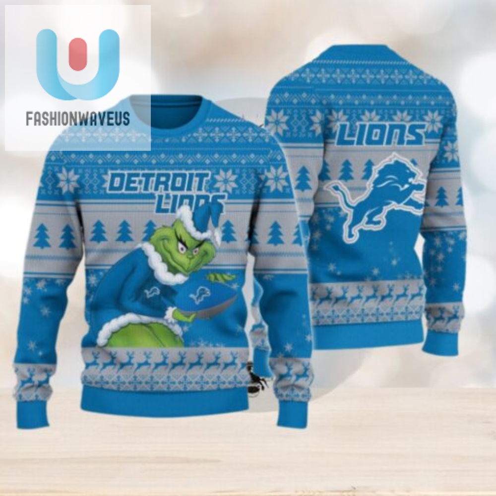 Detroit Lions Grinch Ugly Christmas Sweater 