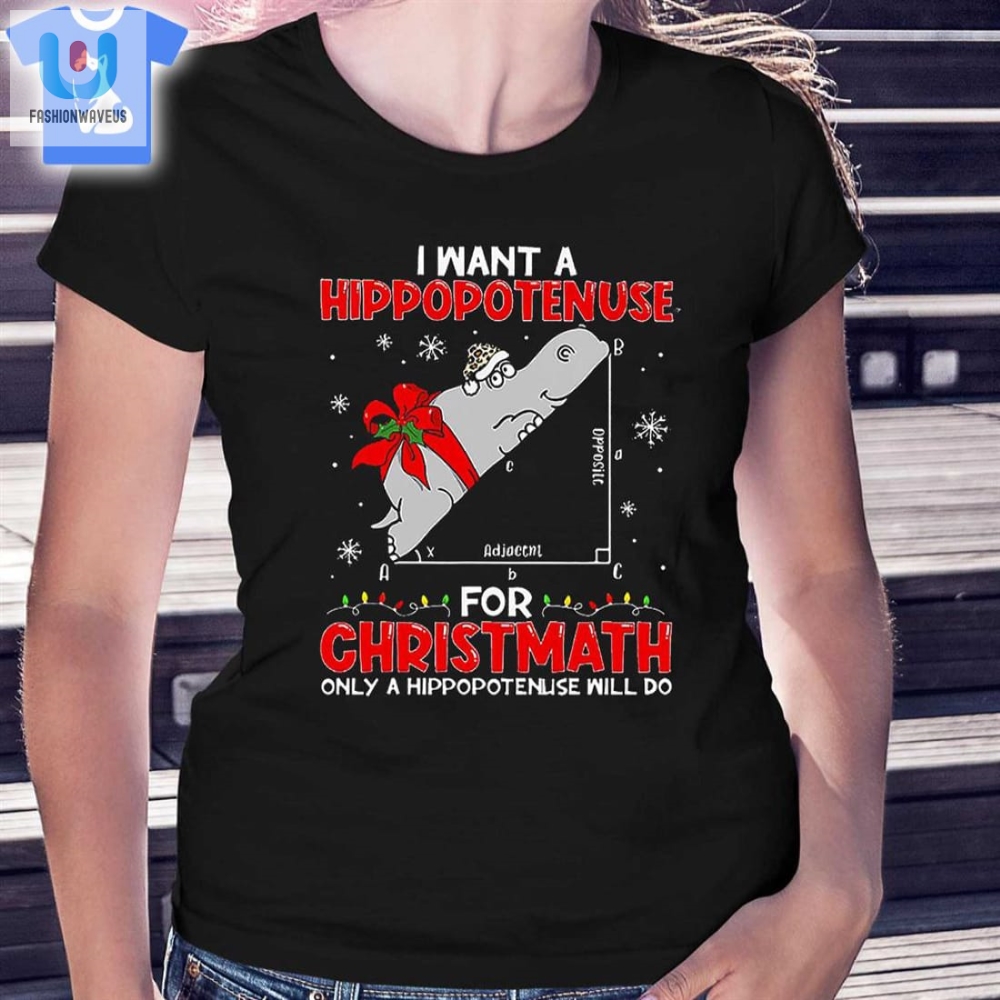 I Want A Hippopotenuse For Christmath Math Teacher Christmas Tshirt 