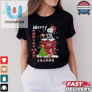 Louisiana Ragin Cajuns Snoopy And Woodstock Merry Christmas Shirt fashionwaveus 1 2