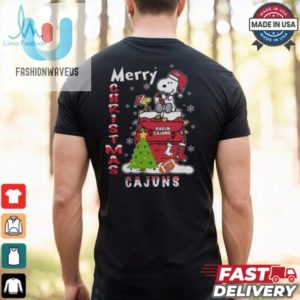 Louisiana Ragin Cajuns Snoopy And Woodstock Merry Christmas Shirt fashionwaveus 1 3