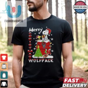 Nc State Wolfpack Snoopy And Woodstock Merry Christmas Shirt fashionwaveus 1 1