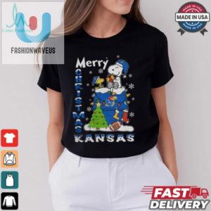 Kansas Jayhawks Snoopy And Woodstock Merry Christmas Shirt fashionwaveus 1 2