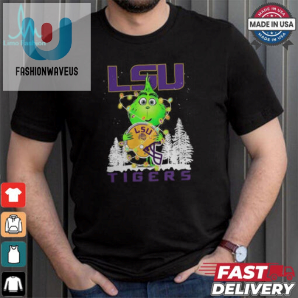 The Grinch Hug Lsu Tigers Helmet Christmas Shirt 