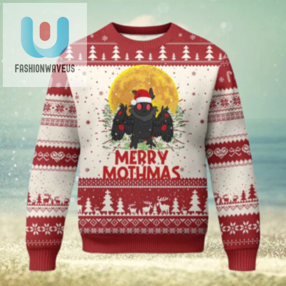 Mothman Xmas Ugly Christmas Sweater Funny Merry Mothmas Cryptid Santa 