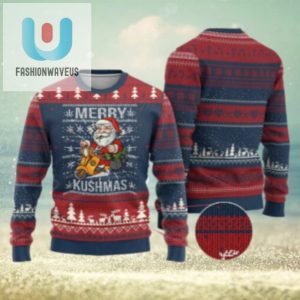 Merry Kushmas Ugly Christmas Sweater Ugly Santa Smoking Cannabis Weed fashionwaveus 1 1