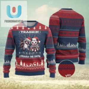 Funny Opossum Raccoon Xmas Ugly Christmas Sweater Trashin Through The Snow Garbage Gang fashionwaveus 1 1