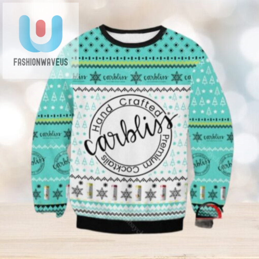 Carbliss Hand Crafted Cocktails Ugly Christmas Sweater 