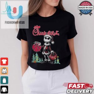 Santa Jack Skellington Chick Fil A Logo Merry Christmas 2024 Shirt fashionwaveus 1 2