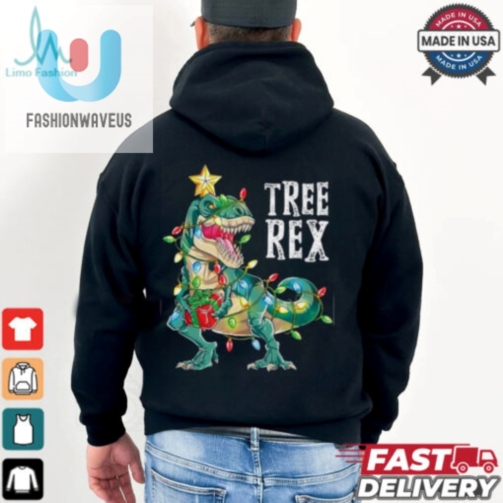 Dinosaur Christmas Tree Rex Pajamas Men Boys Xmas Lights Christmas T Shirt 