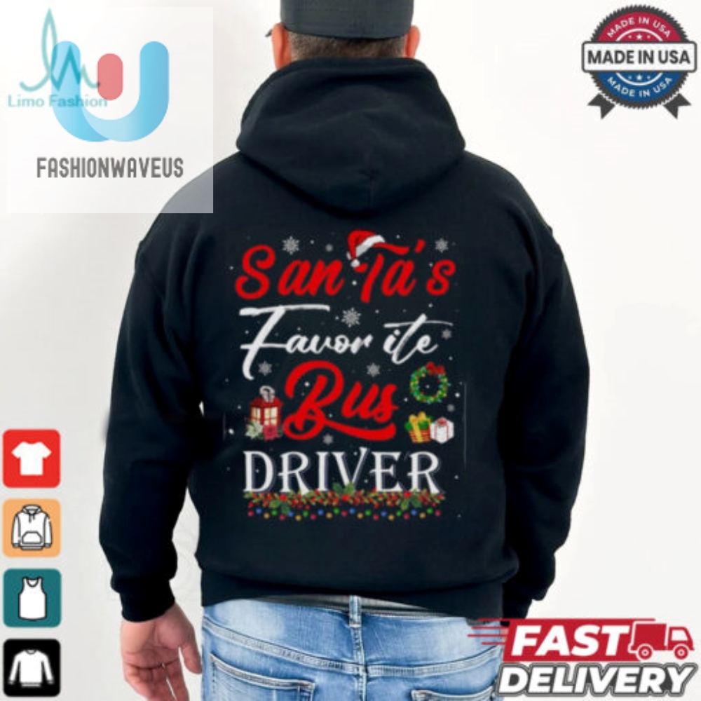 Funny Xmas Lighting Santas Favorite Bus Driver Christmas Bus Driver T Shirt 