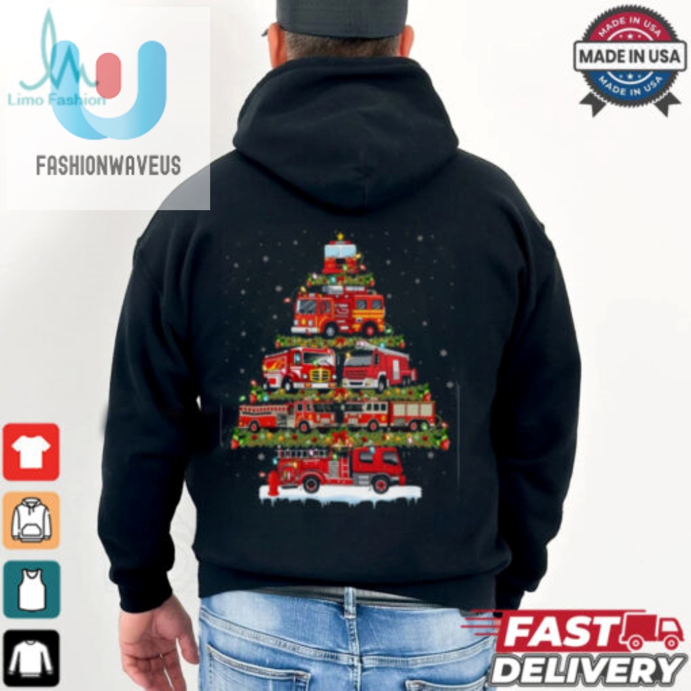 Fire Truck Xmas Lights Firefighter Fire Truck Christmas Tree Firefighter T Shirt 