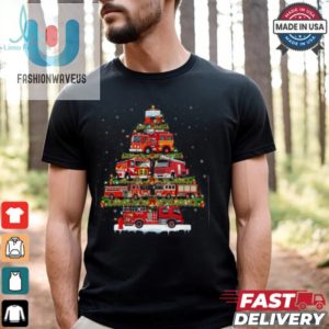 Fire Truck Xmas Lights Firefighter Fire Truck Christmas Tree Firefighter T Shirt fashionwaveus 1 2